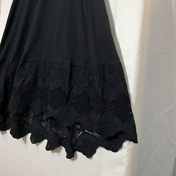 LOGO Lavish Lori Goldstein Women's Knit Dress Lace Hem Black Petite Medium New - Picture 9 of 11